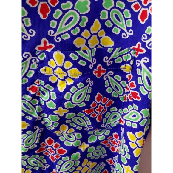 J Crew Hawaiian Shirt Men's Med Blue Floral Short Sleeve Button Up Camp Resort - Picture 5 of 10